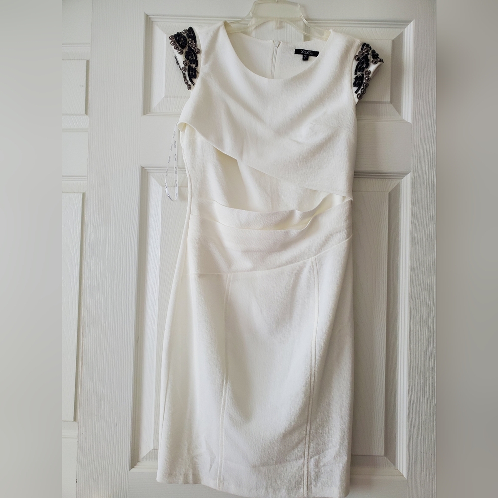 Elegant White Dress with Black Accents